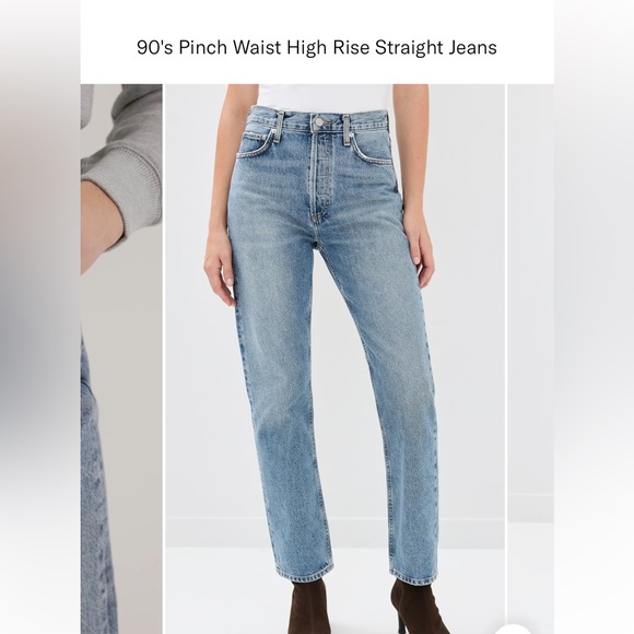 Agolde 90’s Pinch Waist High Rise Light Blue Straight Leg Jeans - Picture 2 of 6